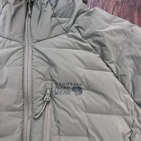 Mountain Hardwear Women’s Large Olive Down Puffer Jacket Hooded - Picture 1 of 7